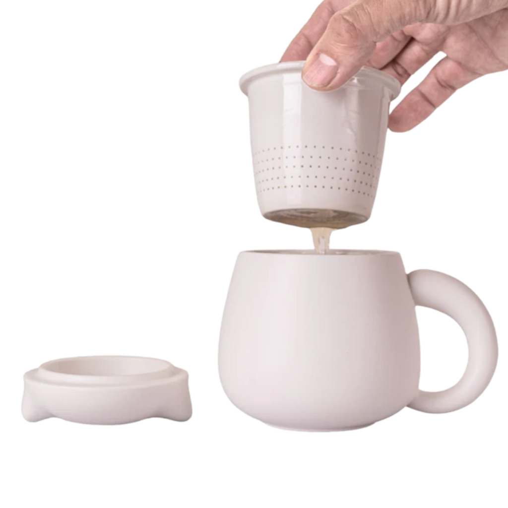 Ceramic Cat Mug with Infuser & Lid