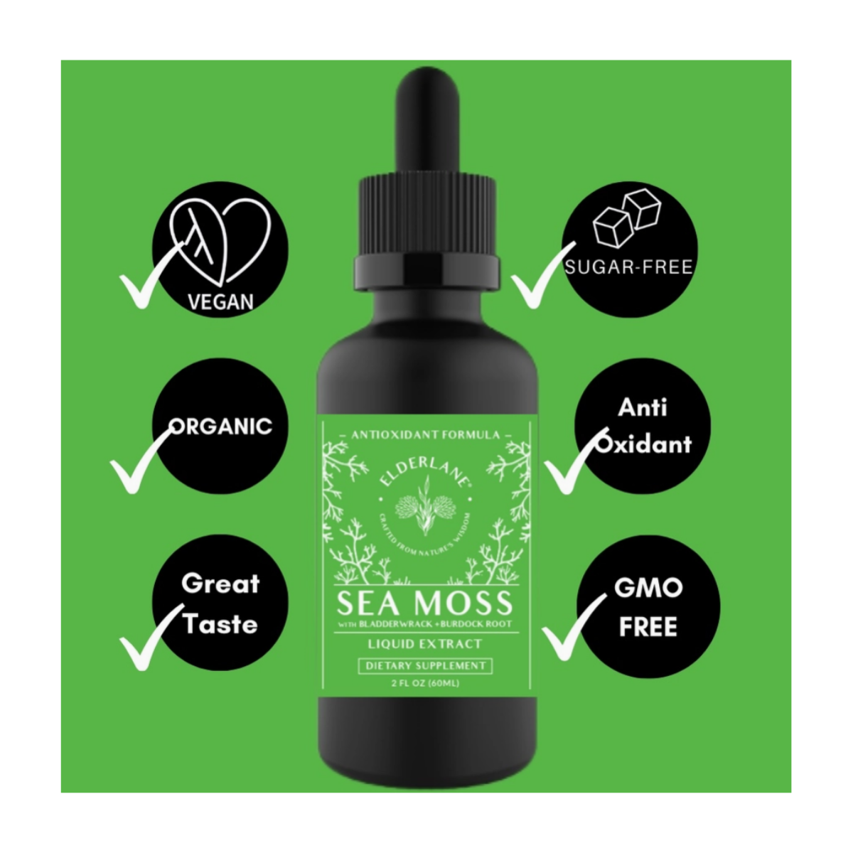 Sea Moss Drops with Bladderwrack & Burdock Root | 2 oz