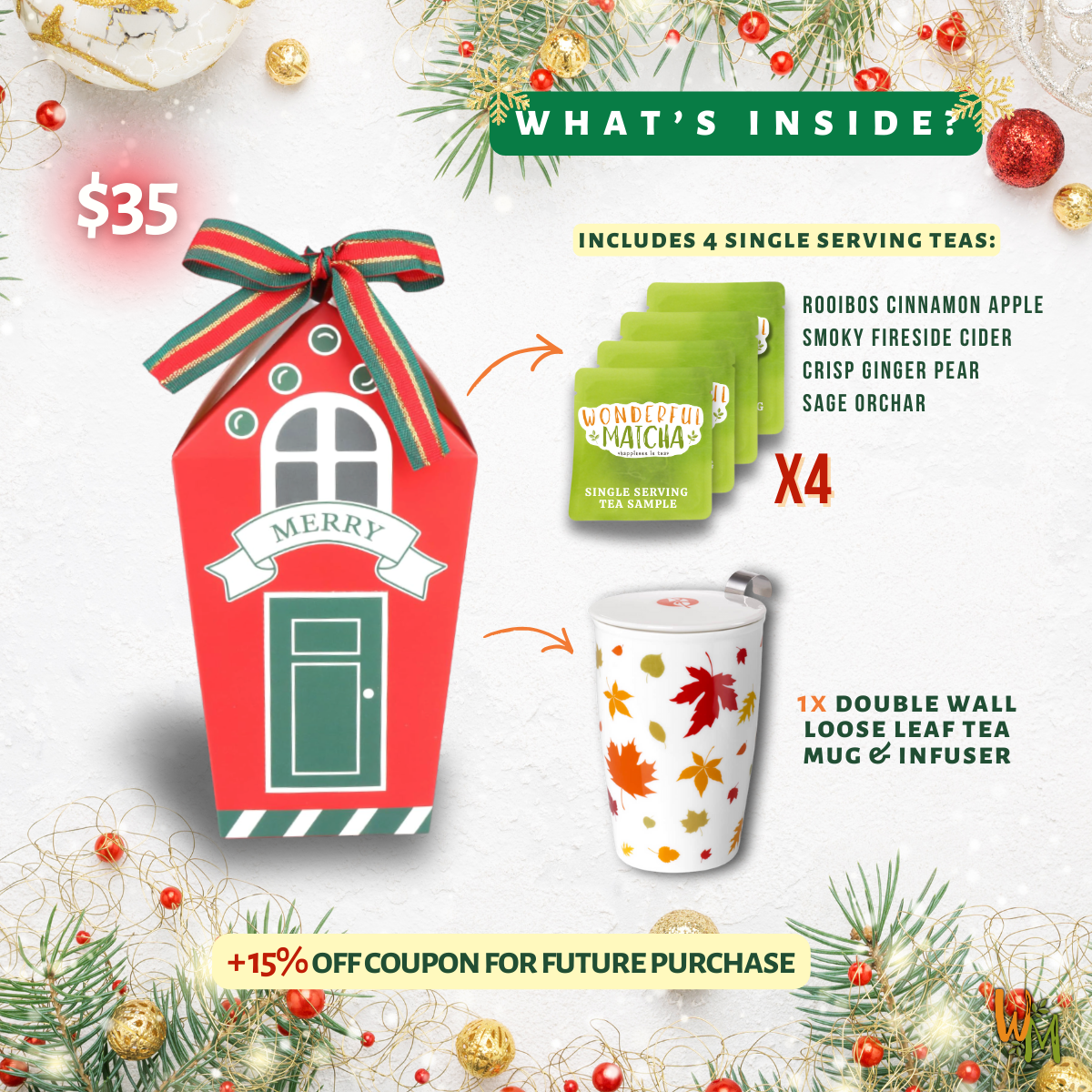 Merry Holiday Tea House Gift Box