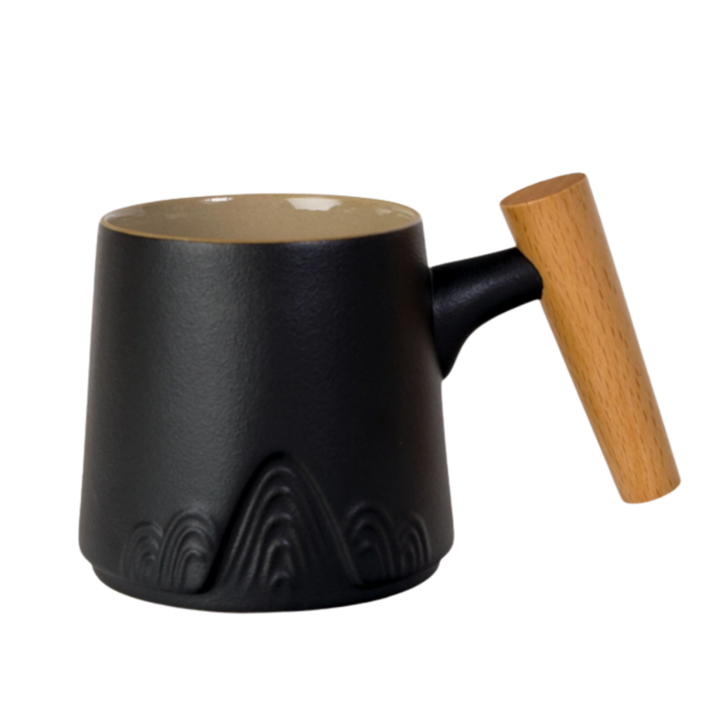 Ceramic Mug, Infuser & Lid with Slanted Wooden Handle | 12 fl oz