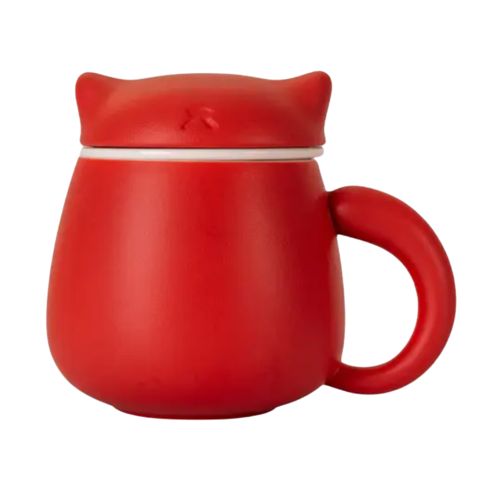 Ceramic Cat Mug with Infuser & Lid