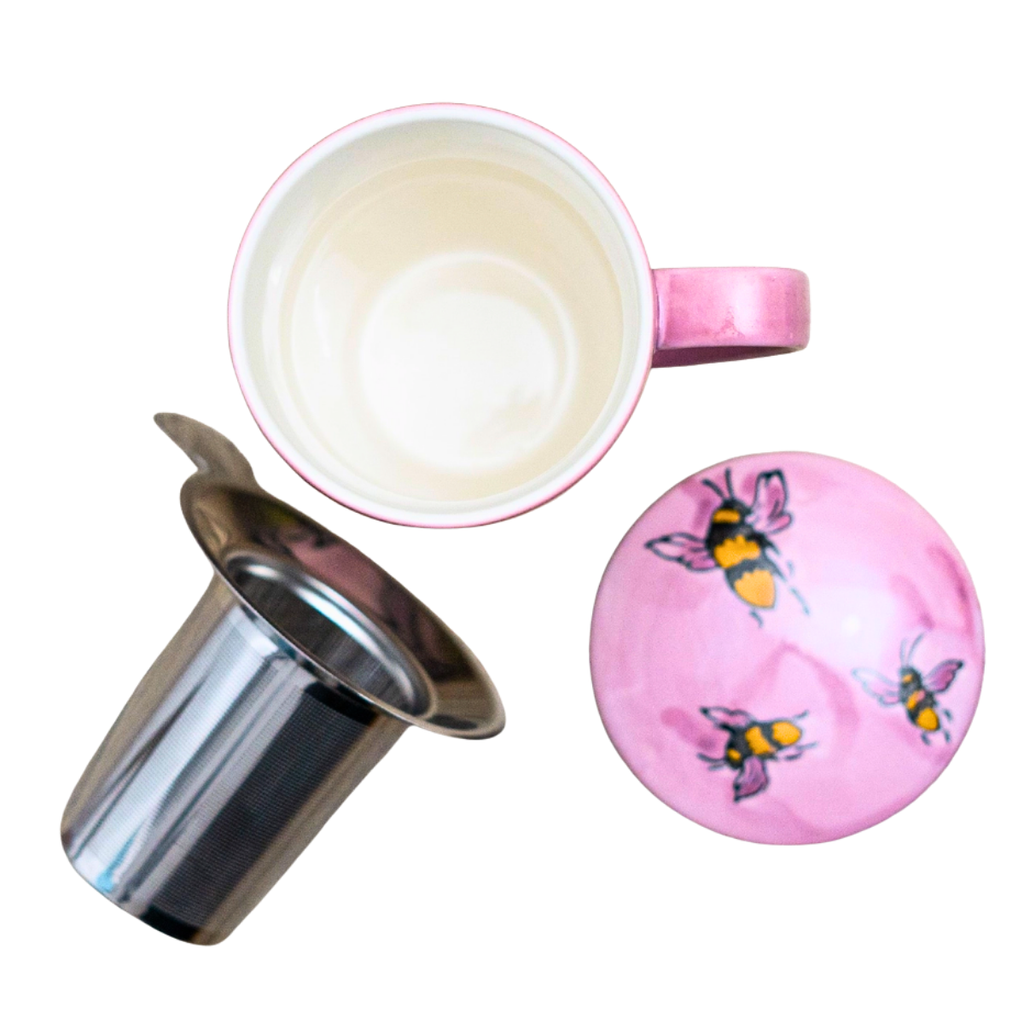 Mug with Stainless Steel Infuser - Spring Honeybee