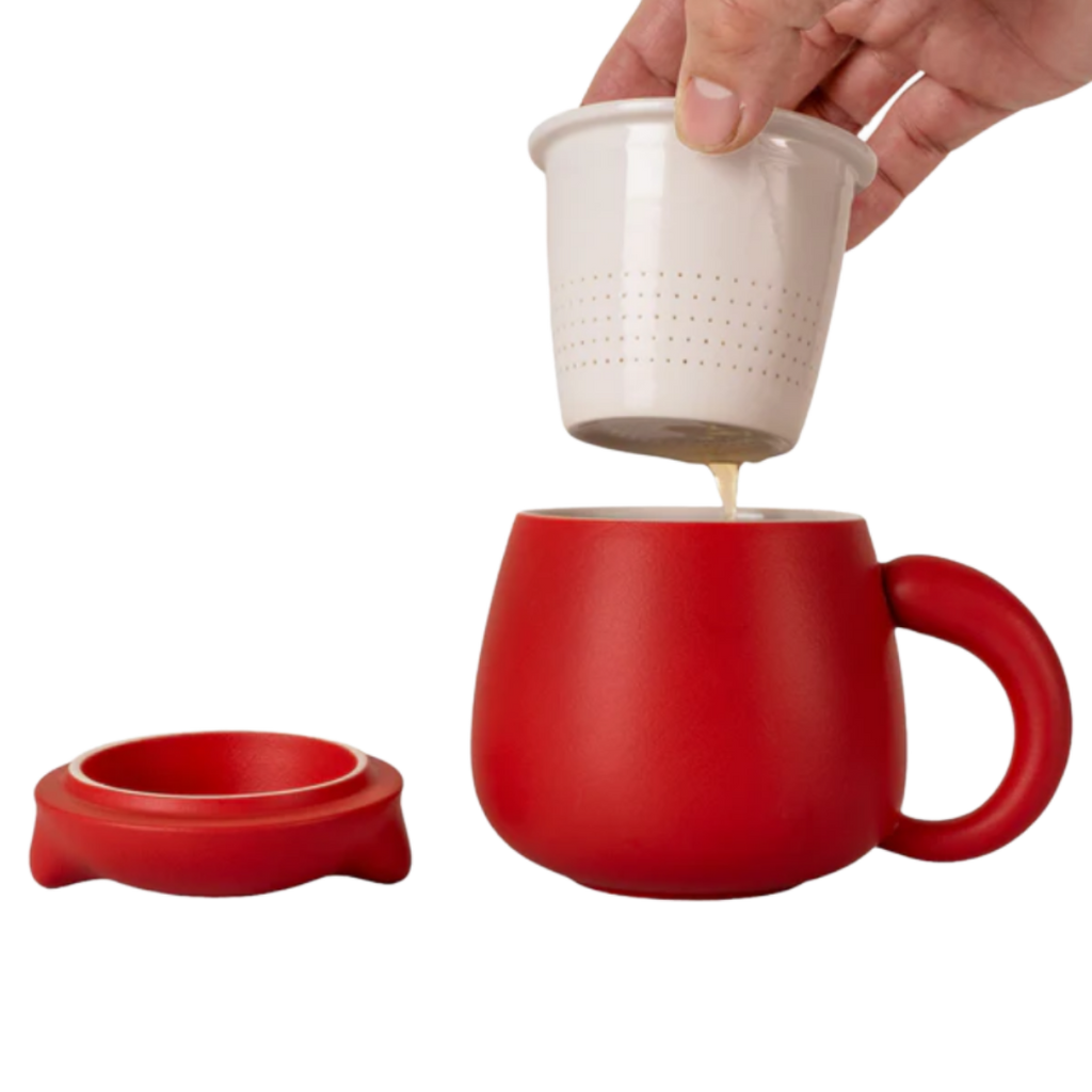 Ceramic Cat Mug with Infuser & Lid