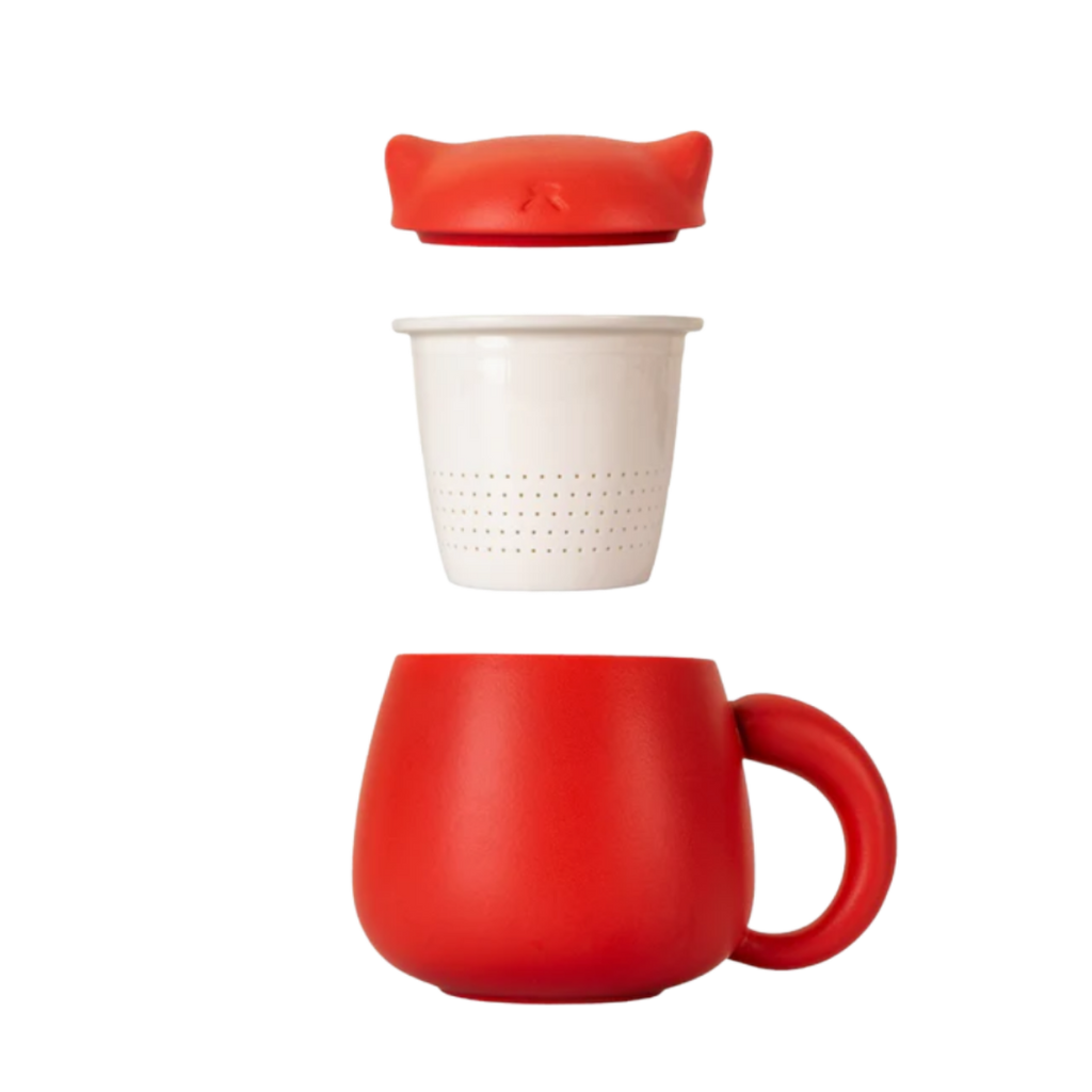 Ceramic Cat Mug with Infuser & Lid