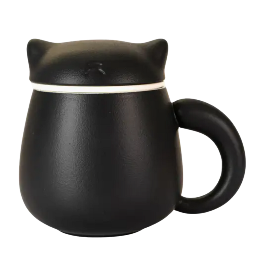 Ceramic Cat Mug with Infuser & Lid