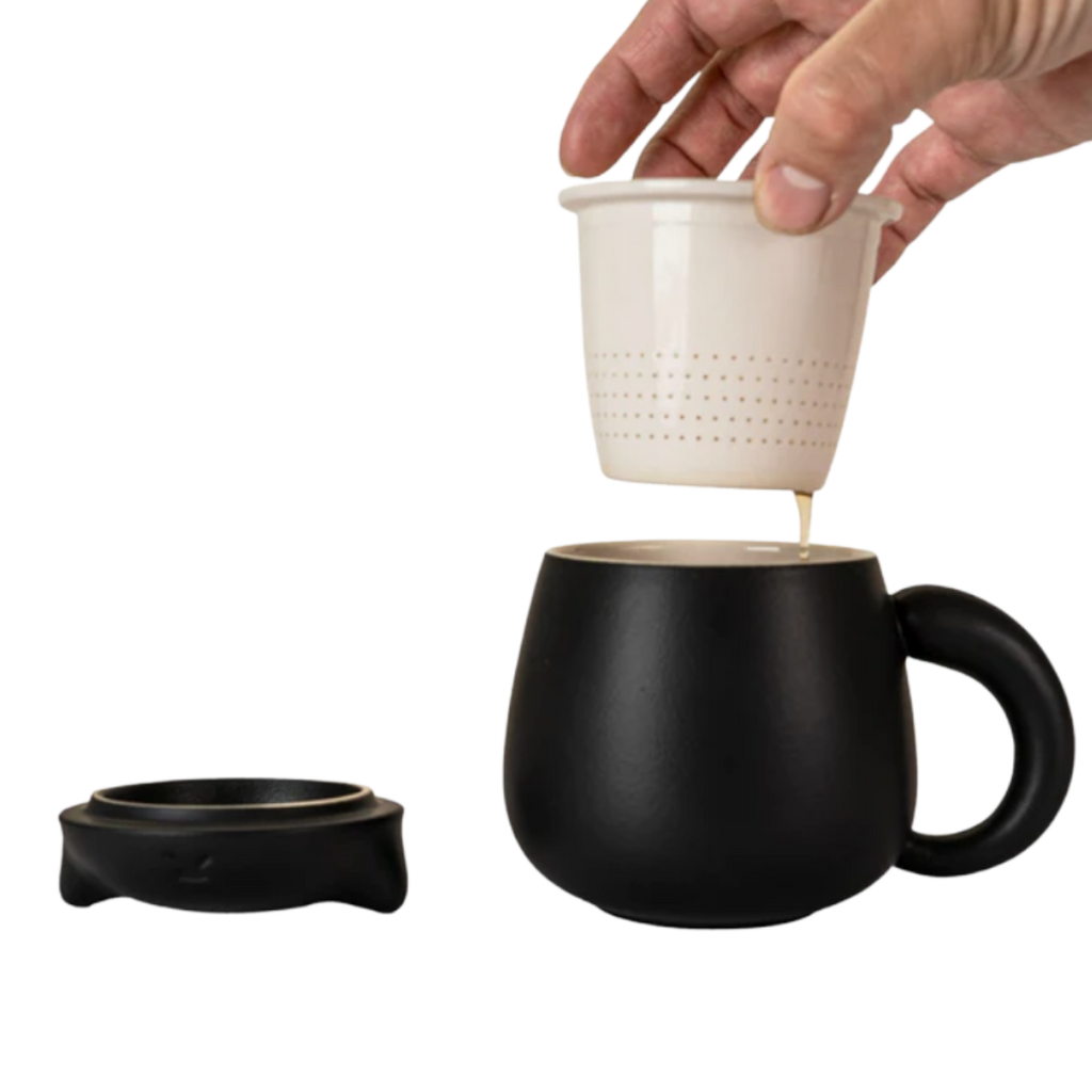 Ceramic Cat Mug with Infuser & Lid