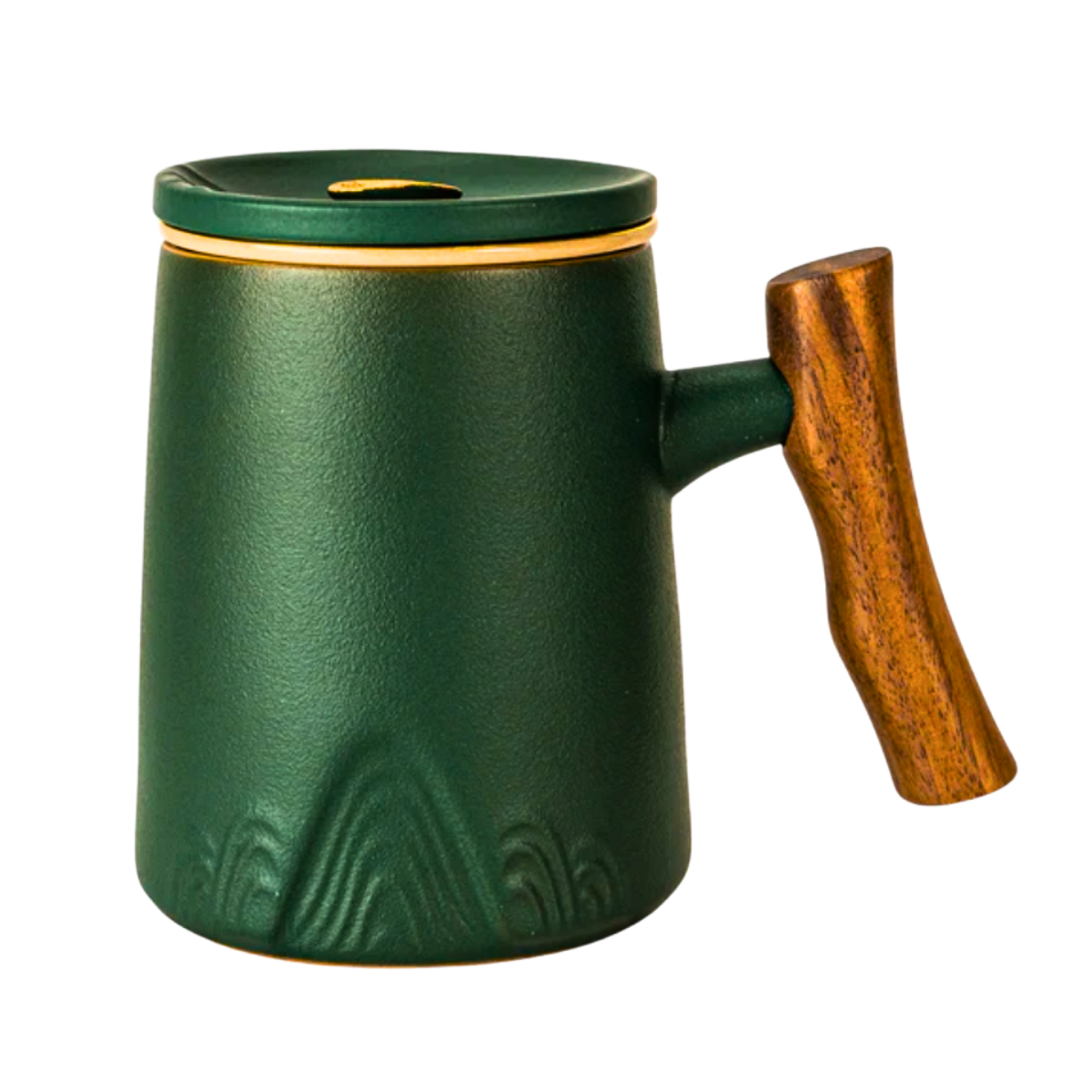Ceramic Mug, Infuser & Lid with Wooden Handle