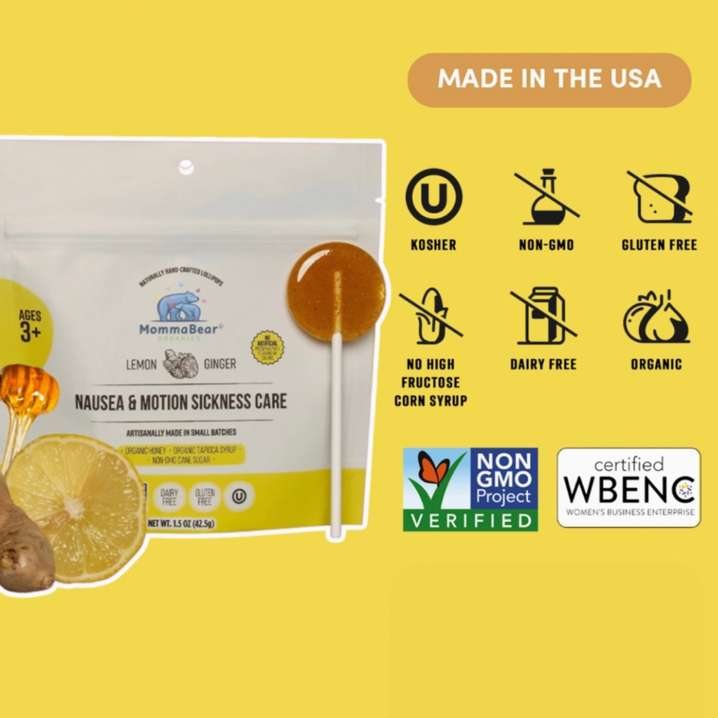 Organic Motion Sickness & Nausea Lollipop Lozenge | MommaBear Organics