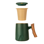 Ceramic Mug, Infuser & Lid with Wooden Handle