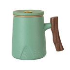 Ceramic Mug, Infuser & Lid with Wooden Handle