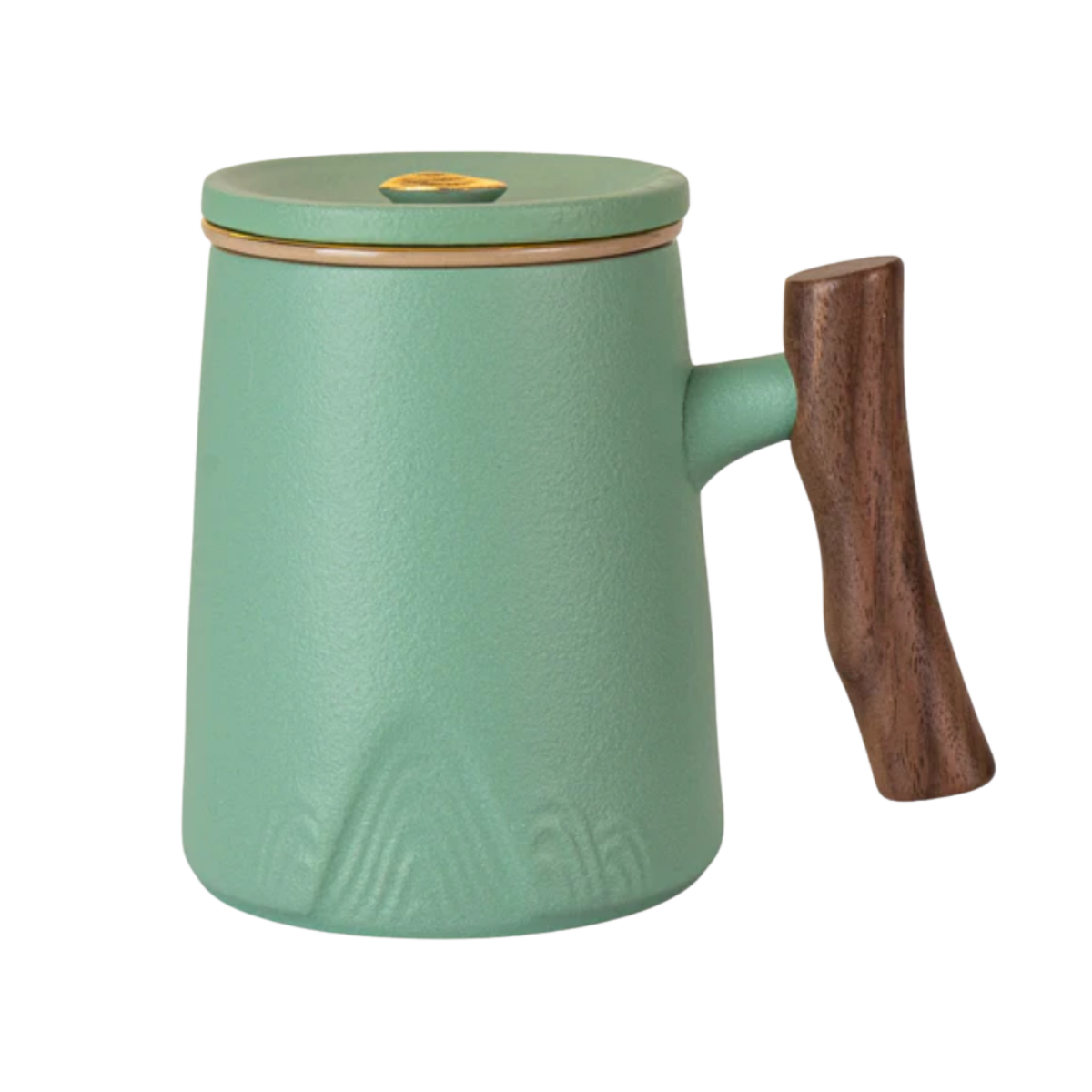 Ceramic Mug, Infuser & Lid with Wooden Handle