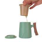 Ceramic Mug, Infuser & Lid with Wooden Handle