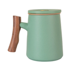 Ceramic Mug, Infuser & Lid with Wooden Handle
