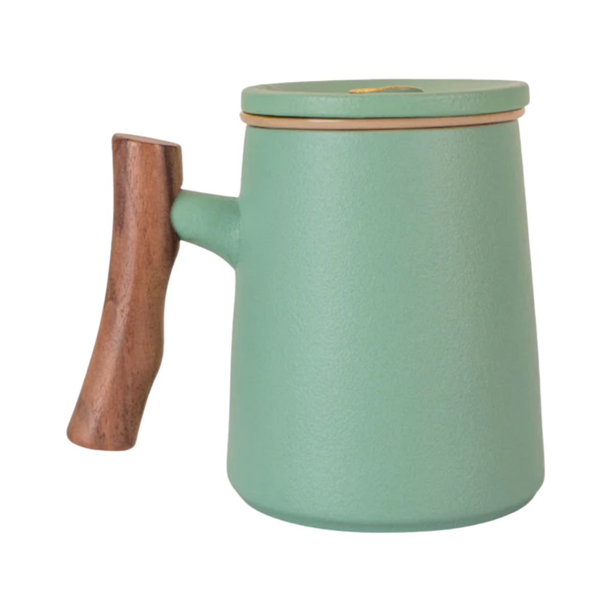 Ceramic Mug, Infuser & Lid with Wooden Handle
