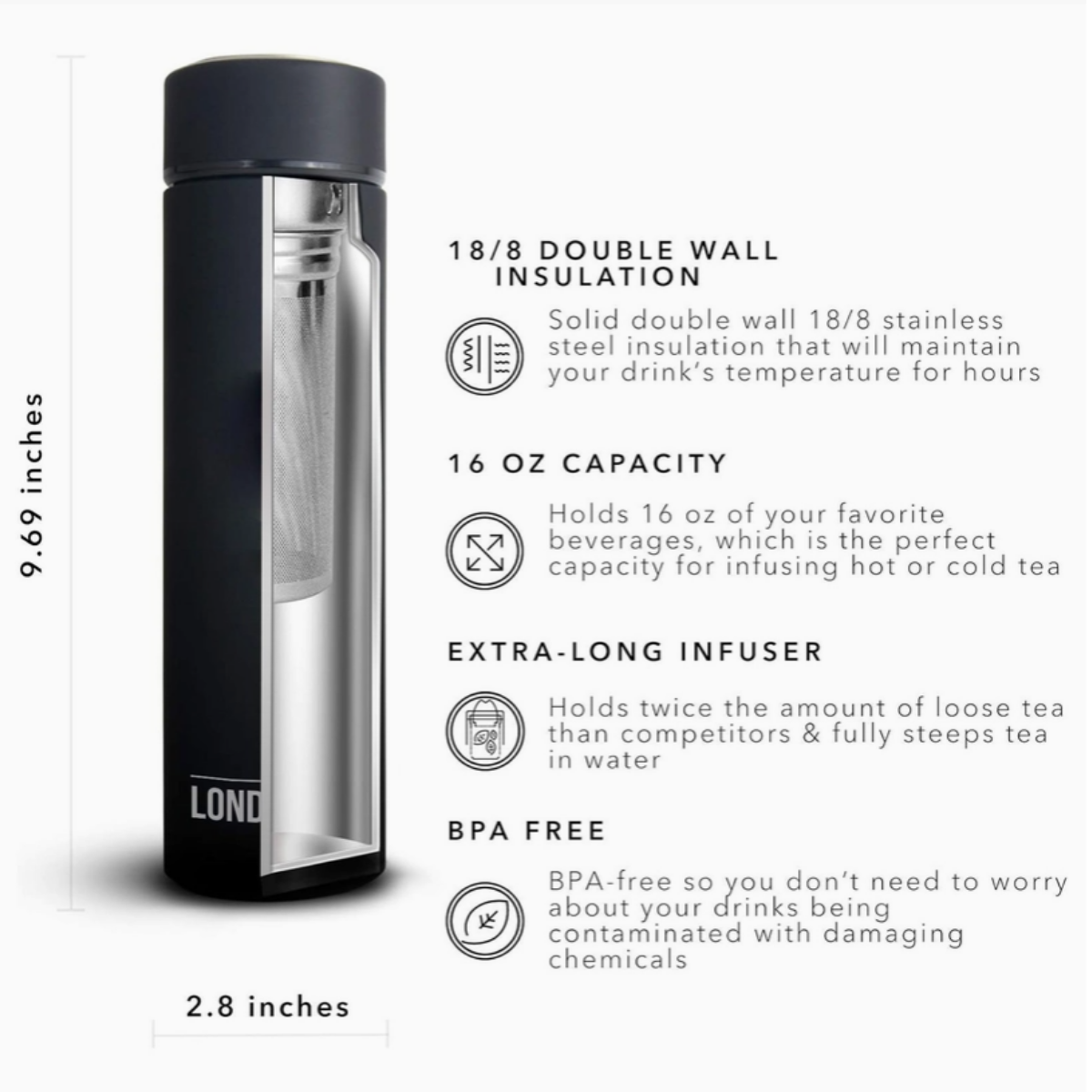 Tea Infuser Thermos | 16 OZ