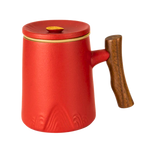 Ceramic Mug, Infuser & Lid with Wooden Handle