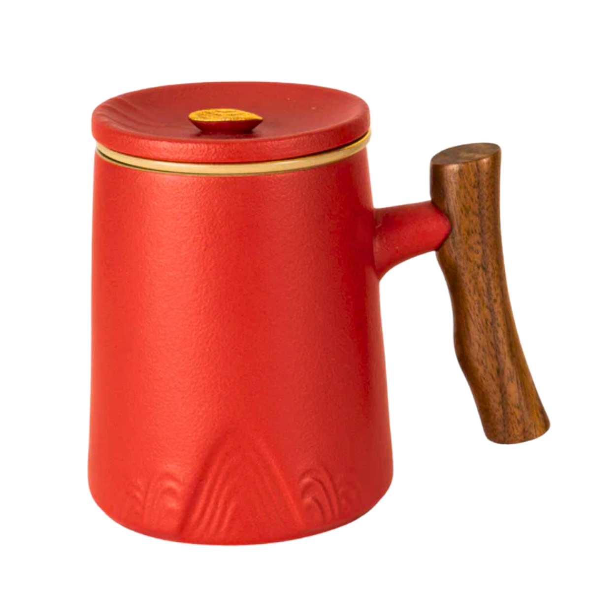 Ceramic Mug, Infuser & Lid with Wooden Handle