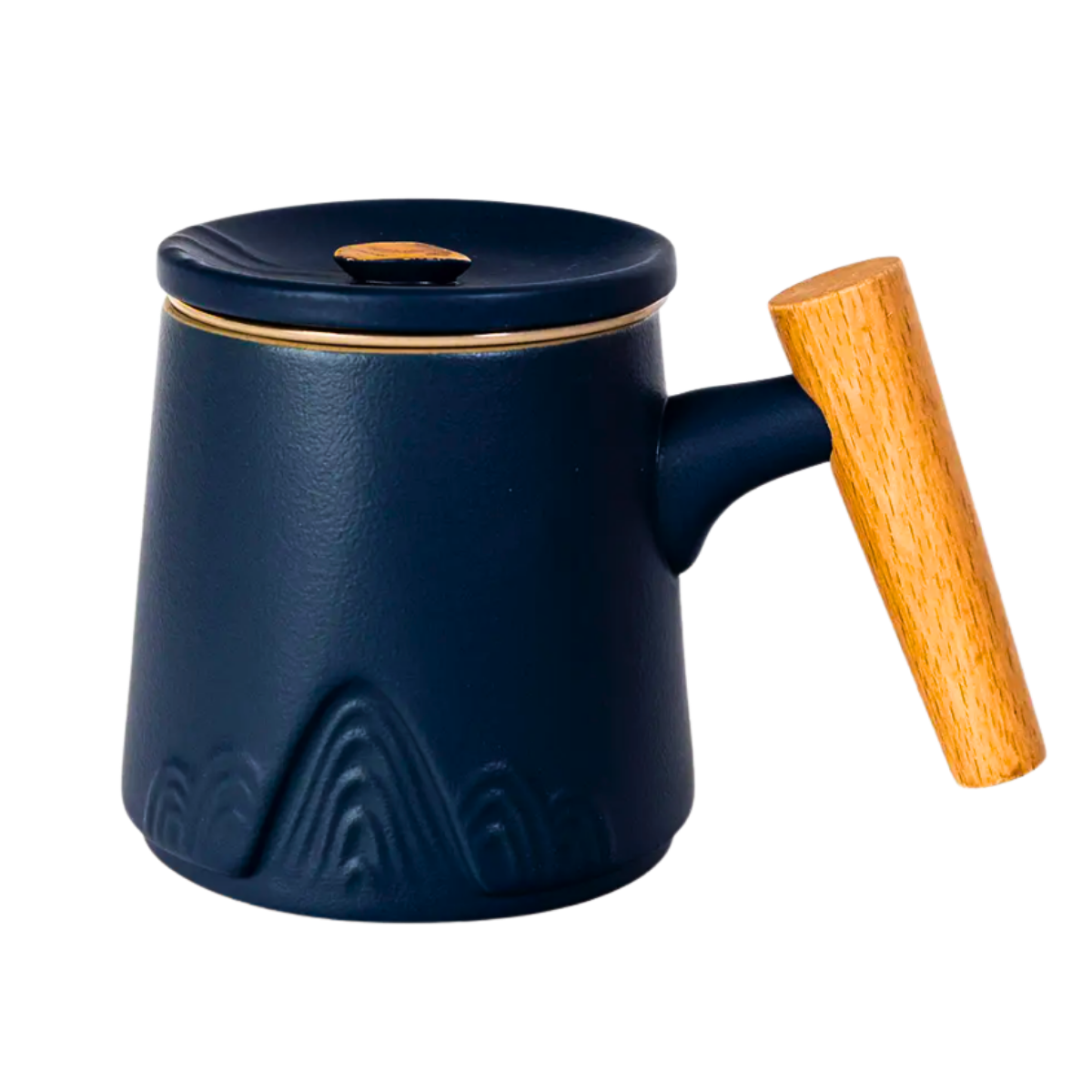 Ceramic Mug, Infuser & Lid with Slanted Wooden Handle | 12 fl oz