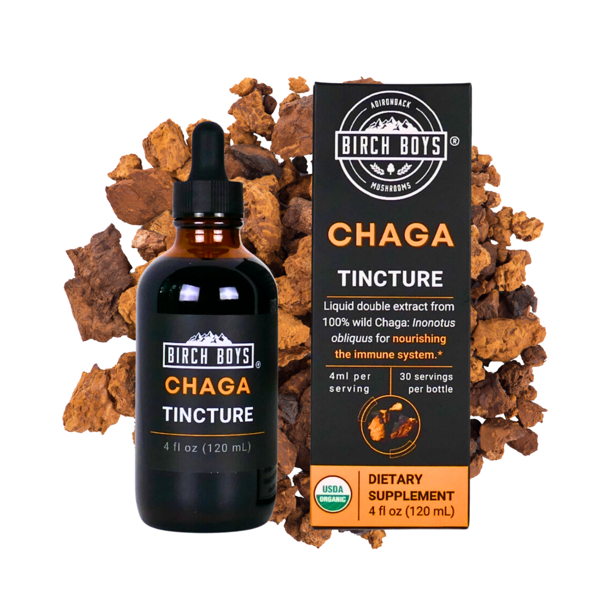 Organic Chaga Dual Extract Tincture | Birch Boys