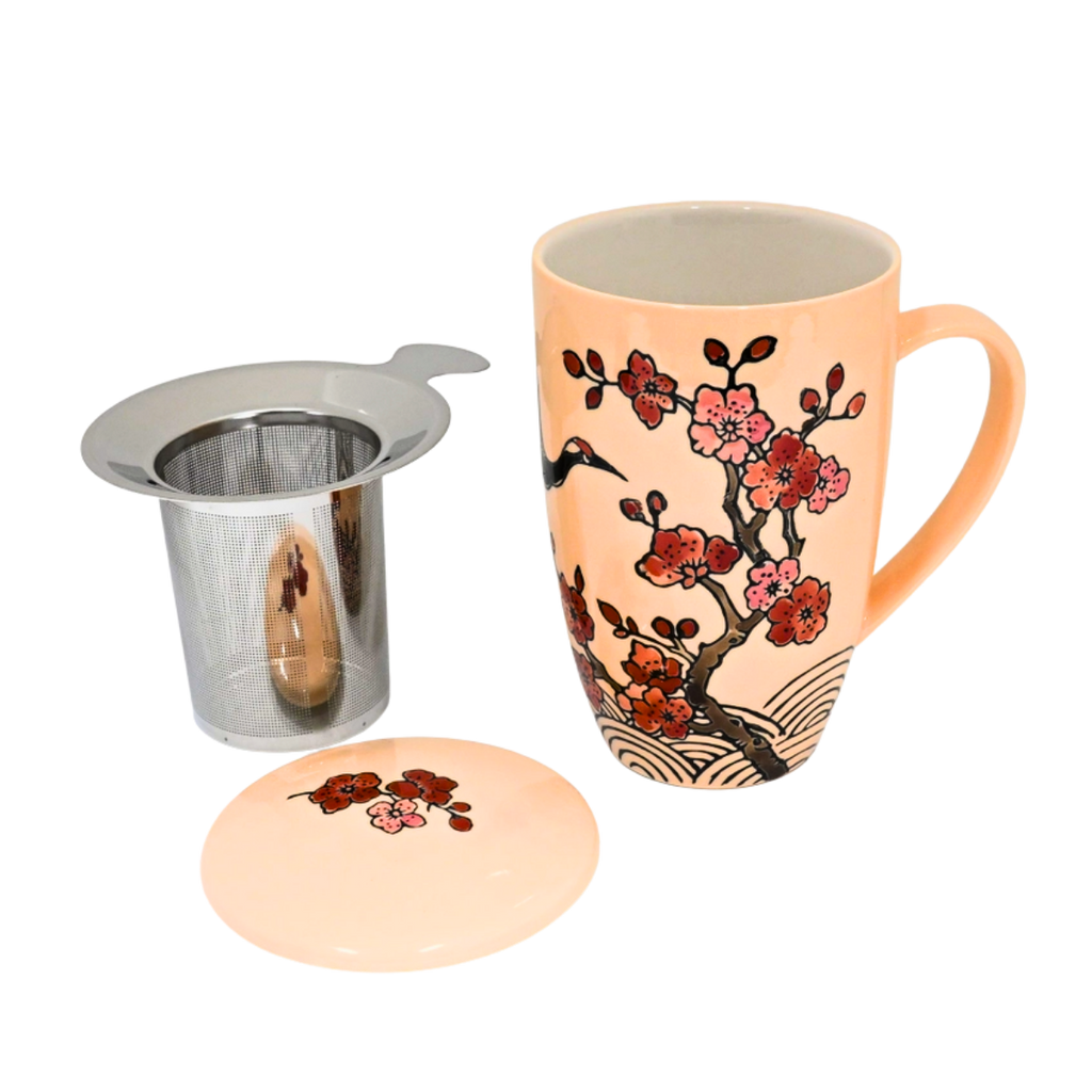 Mug with Stainless Steel Infuser | Crane Flower | 15 fl oz