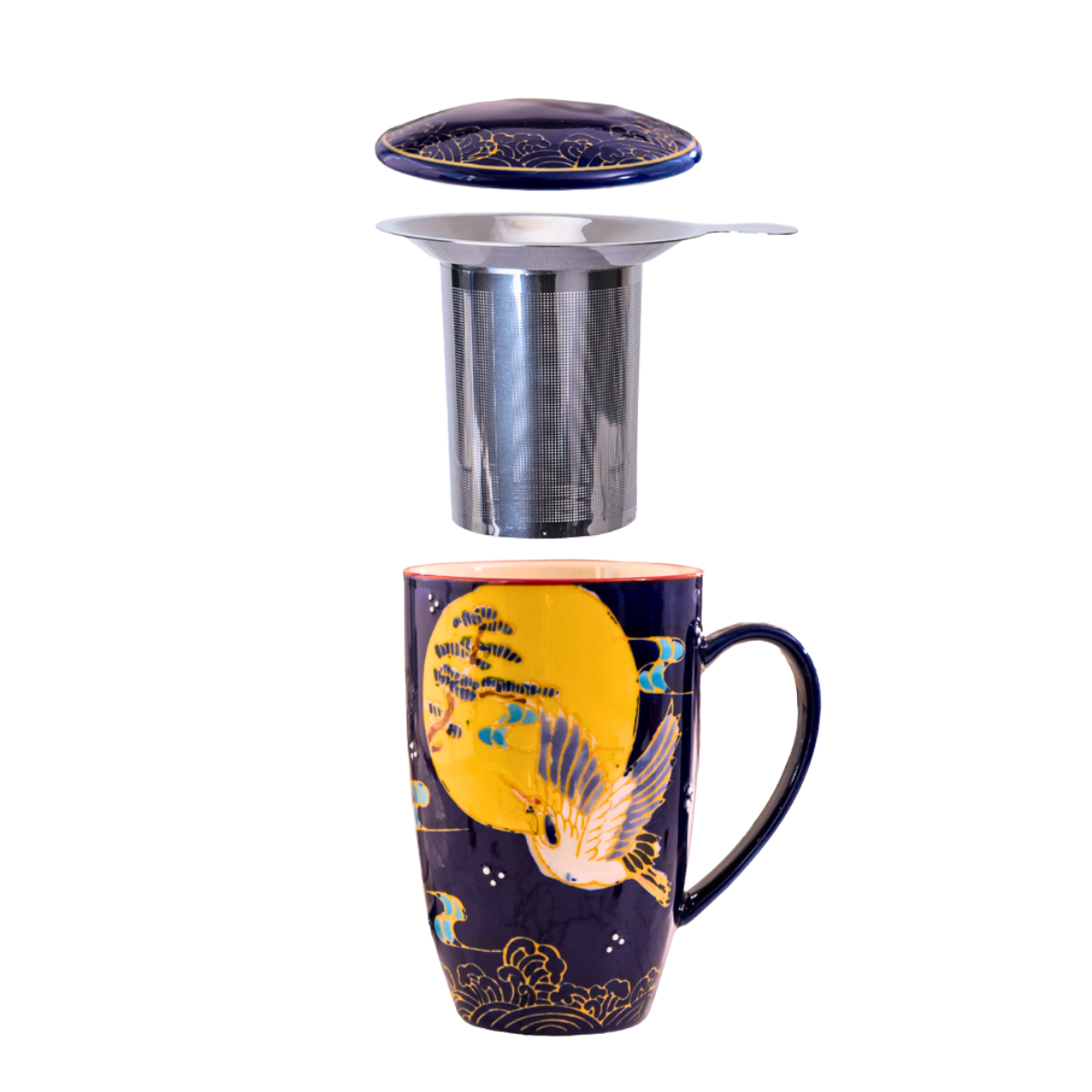 Mug with Stainless Steel Infuser | Japanese Crane | 15 fl oz