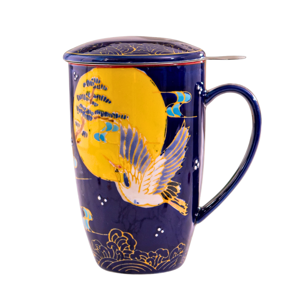 Mug with Stainless Steel Infuser | Japanese Crane | 15 fl oz
