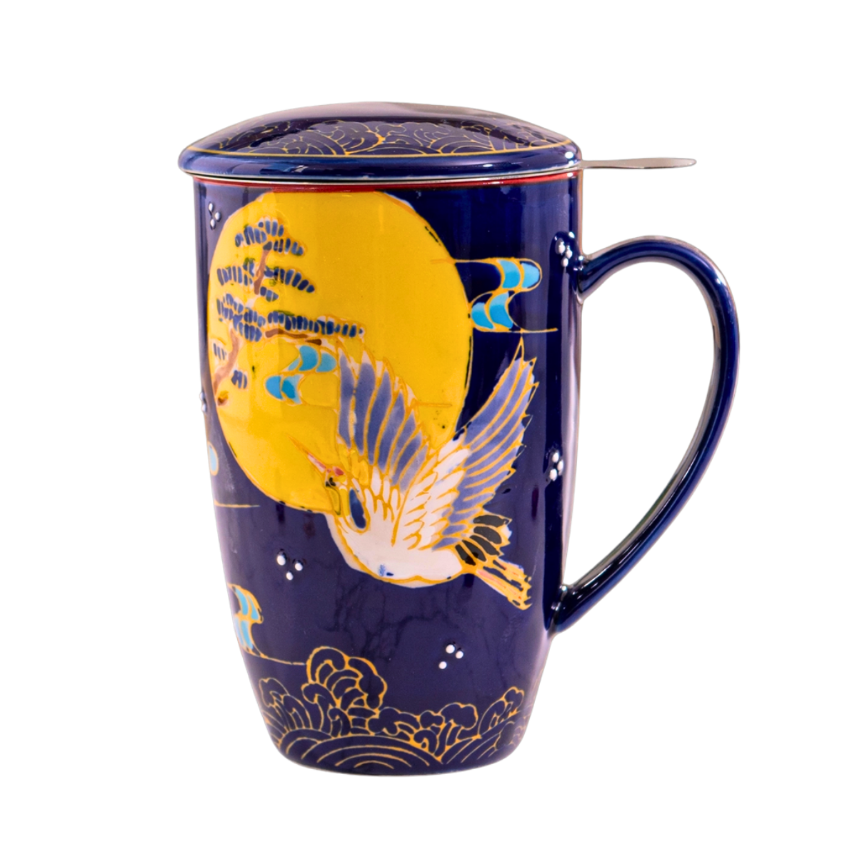 Mug with Stainless Steel Infuser | Japanese Crane | 15 fl oz