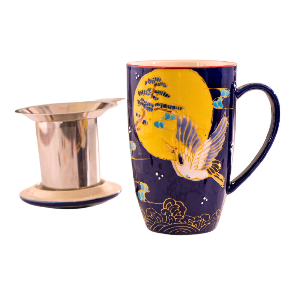 Mug with Stainless Steel Infuser | Japanese Crane | 15 fl oz
