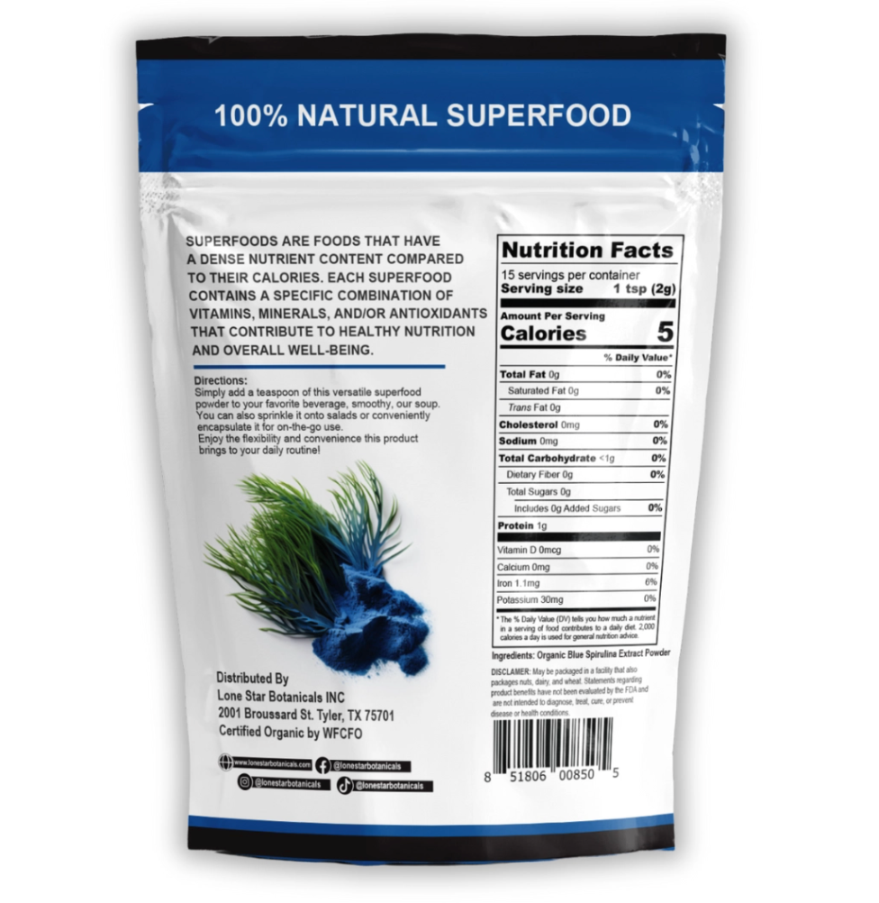 Organic Blue Spirulina Extract Powder - 1.06 OZ