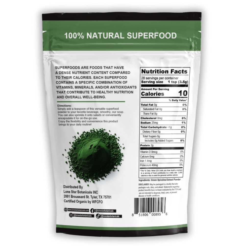 Organic Green Spirulina Extract Powder - 3.52 oz