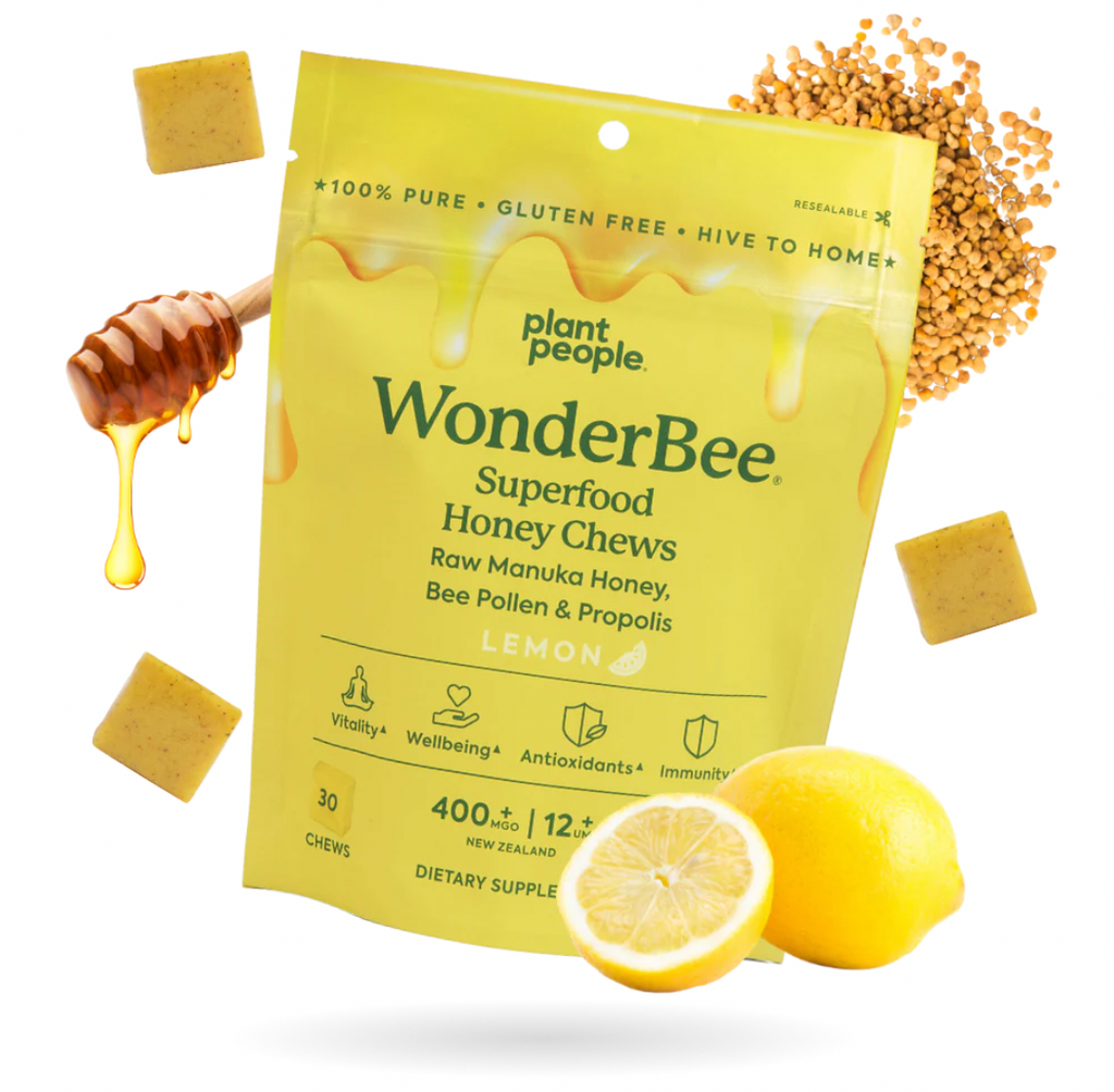 WonderBee Superfood Honey Chews - Raw Manuka Honey, Bee Pollen & Propolis