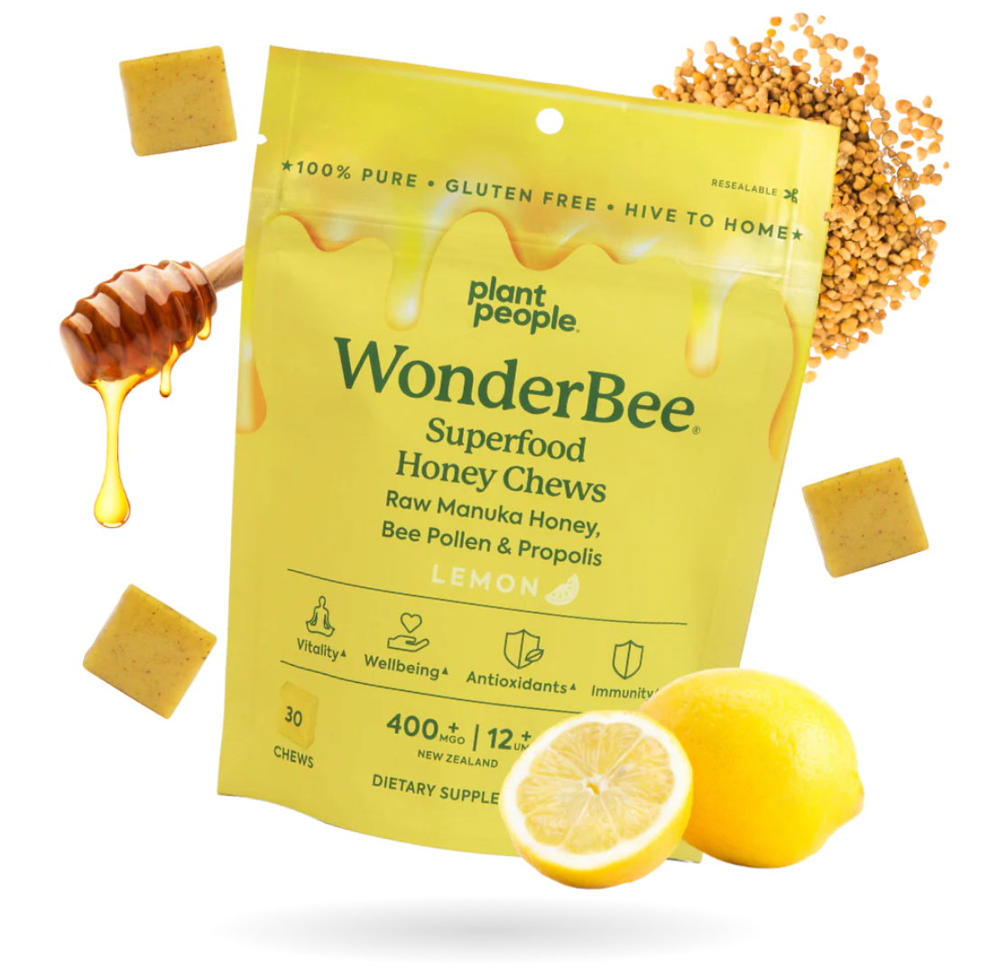 WonderBee Superfood Honey Chews - Raw Manuka Honey, Bee Pollen & Propolis