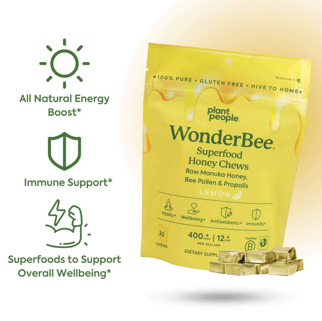 WonderBee Superfood Honey Chews - Raw Manuka Honey, Bee Pollen & Propolis