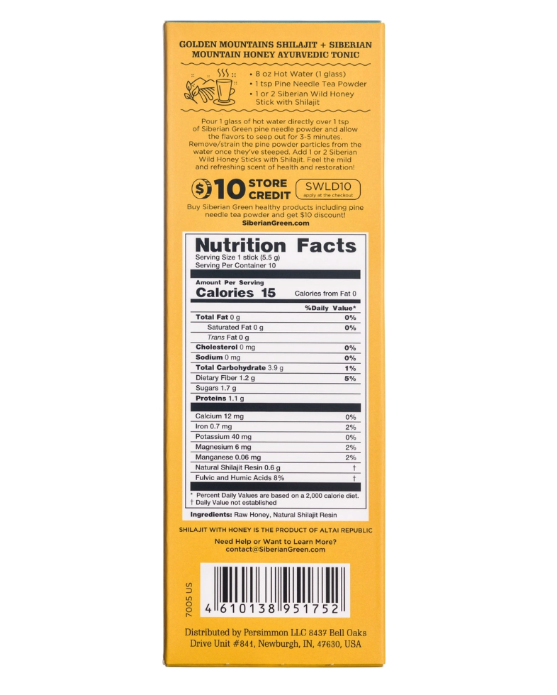 8% Shilajit Honey Sticks - 10 pack