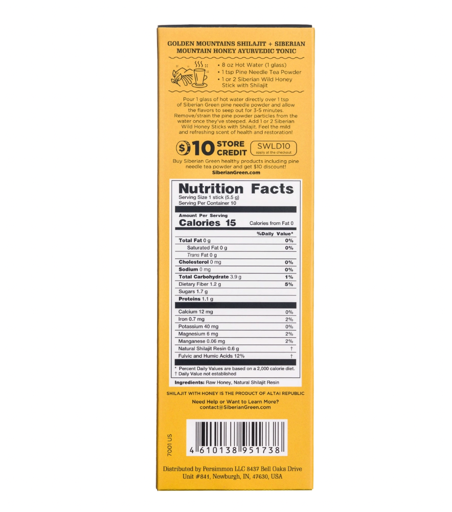 12% Shilajit Honey Sticks - 10 pack