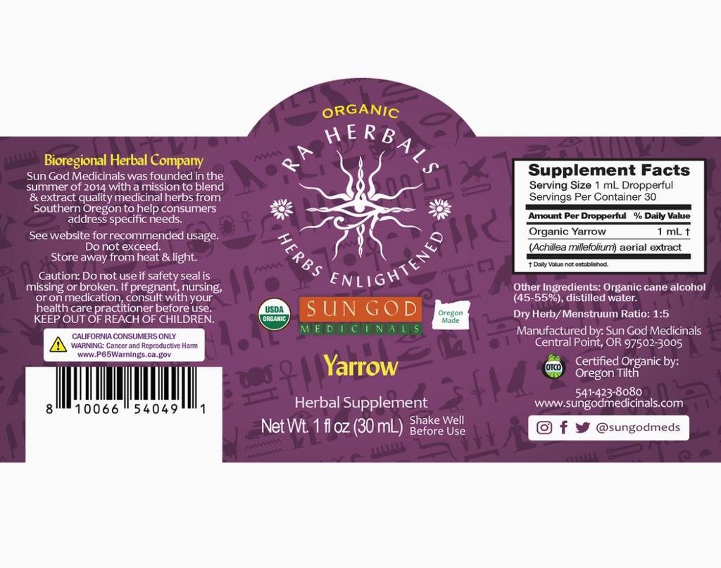 Organic Yarrow Tincture - 1 oz