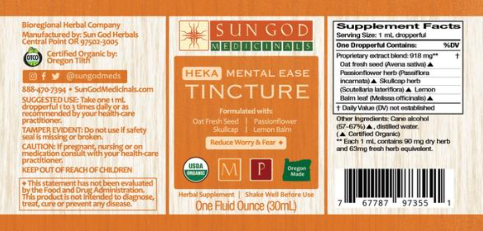 Organic Heka Mental Ease Tincture - 1 oz