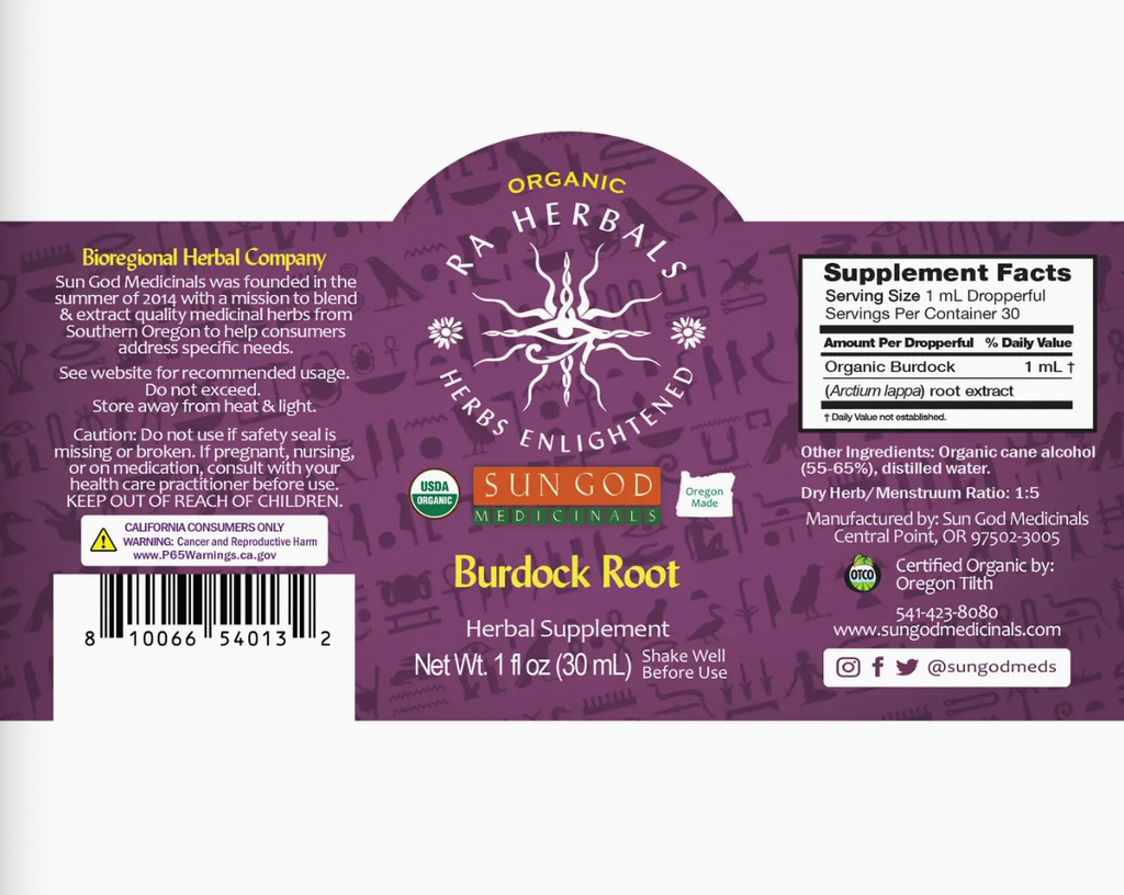 Organic Burdock Root Tincture - 1 oz