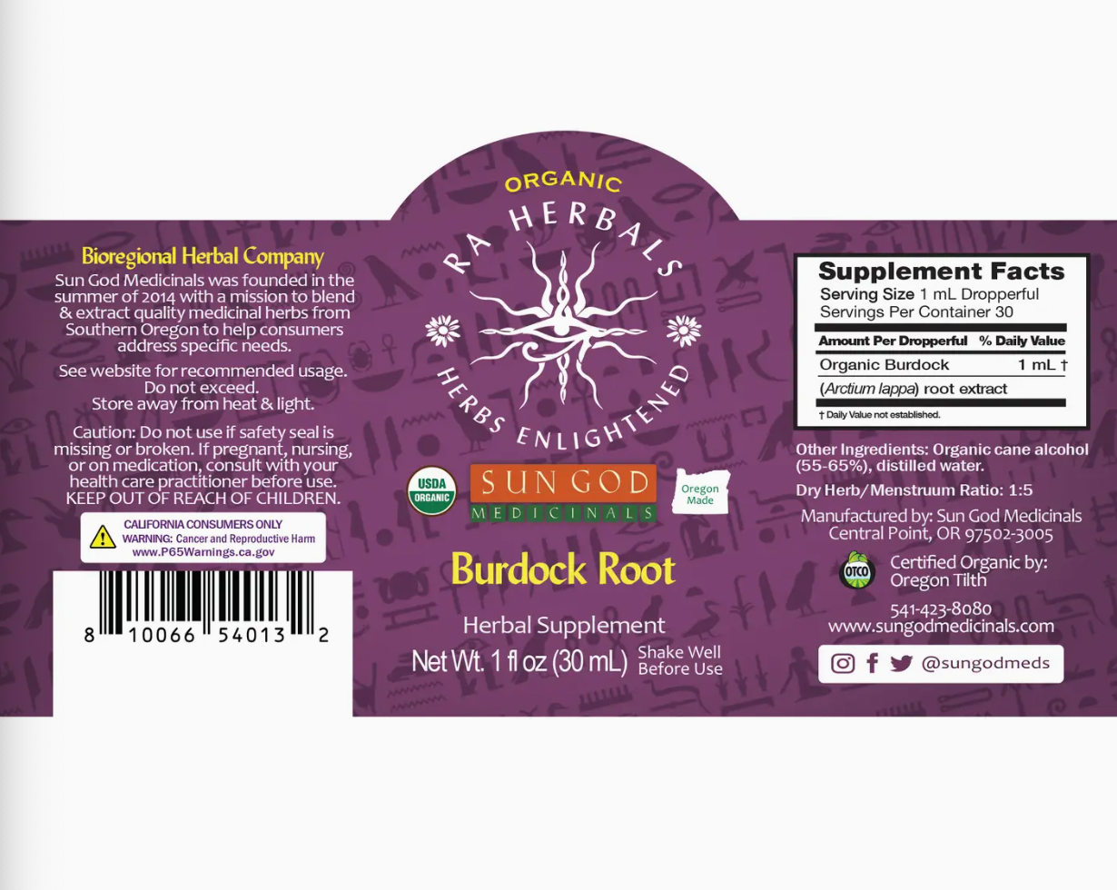 Organic Burdock Root Tincture - 1 oz