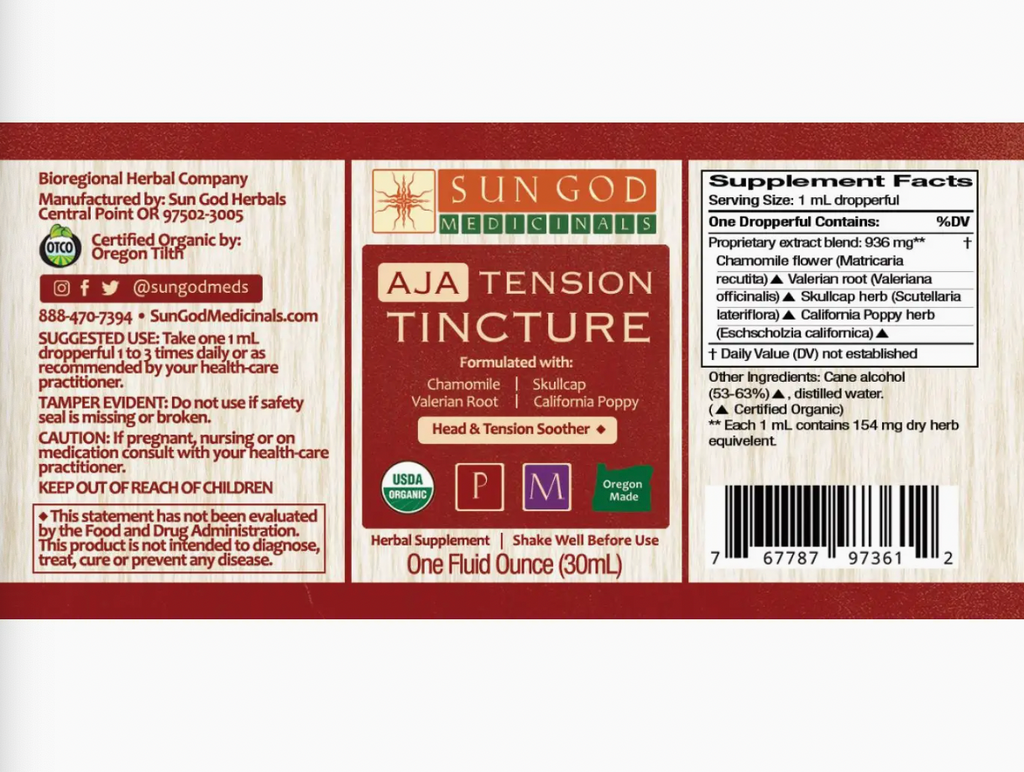 Organic Aja Tension Tincture - 1 oz