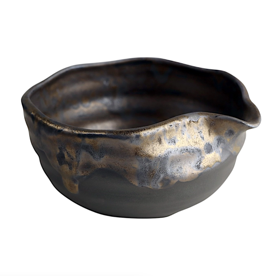 Katakuchi Matcha Bowl (Chawan) - Black Gold
