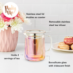Chas™ Iridescent Glass Mini Teapot w/ Infuser & Lid - 16oz