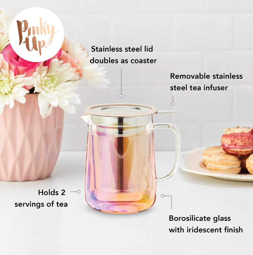 Chas™ Iridescent Glass Mini Teapot w/ Infuser & Lid - 16oz