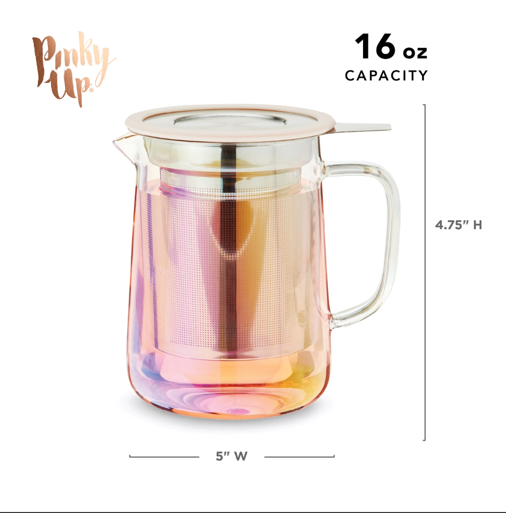 Chas™ Iridescent Glass Mini Teapot w/ Infuser & Lid - 16oz