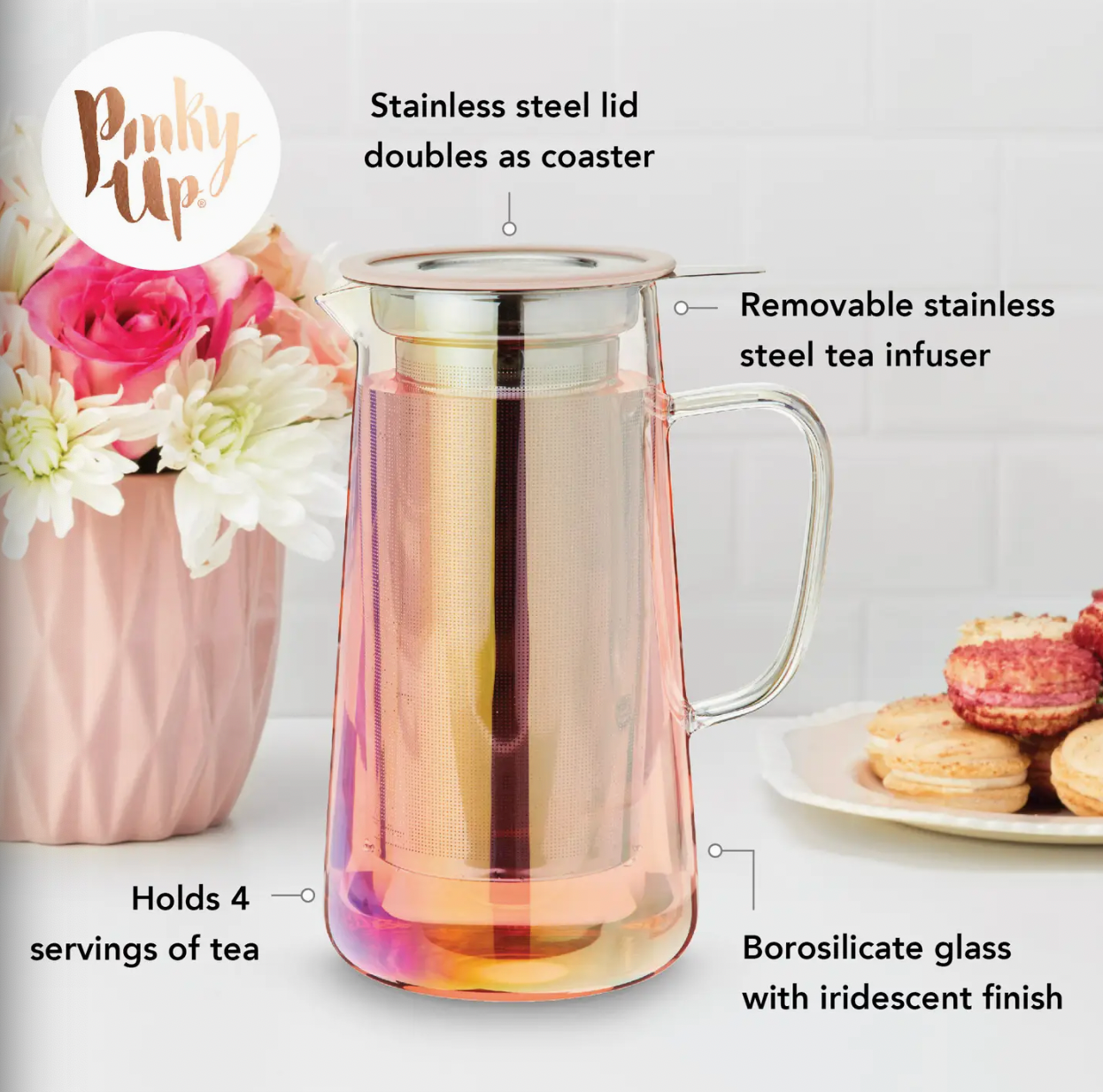 Annika™ Iridescent Glass Teapot w/ Infuser & Lid - 33 oz