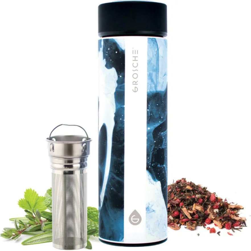 Chicago Insulated Tea Infuser Bottle - Dark Marble