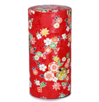 Japanese Tea Container - Red Floral