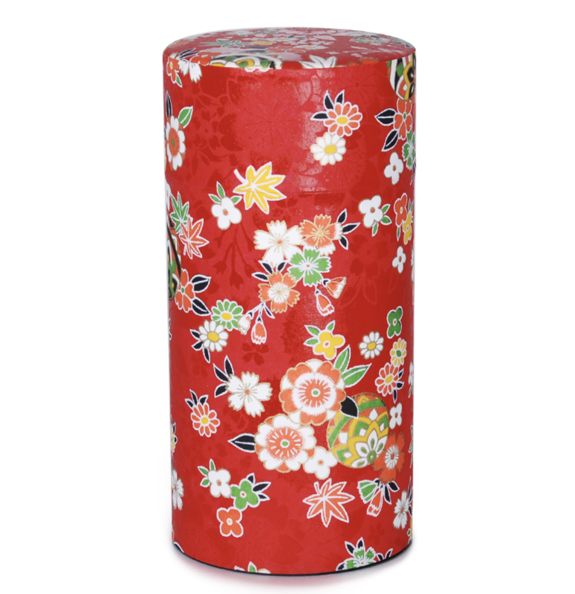 Japanese Tea Container - Red Floral