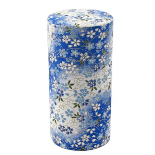 Japanese Tea Container - Blue Floral