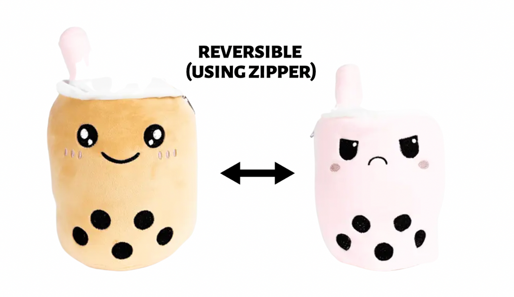 Happy and Mad Reversible / Secret Pouch Boba Plushie